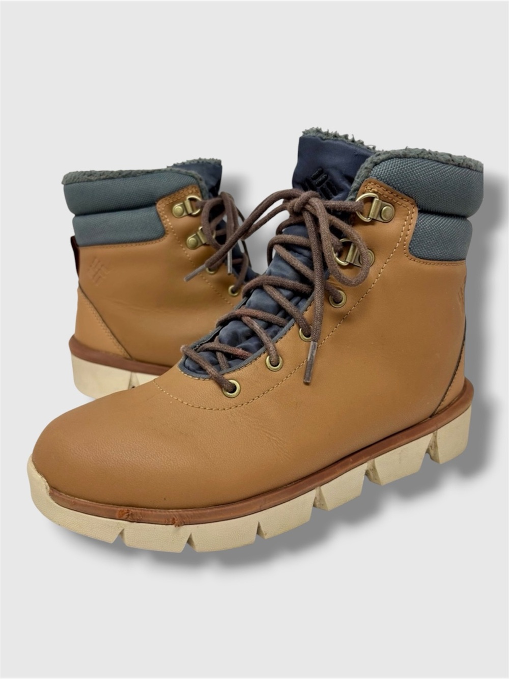 Columbia Keetley Waterproof Boots Womens 6.5 Tan Insulated Winter Hiking Lace Up